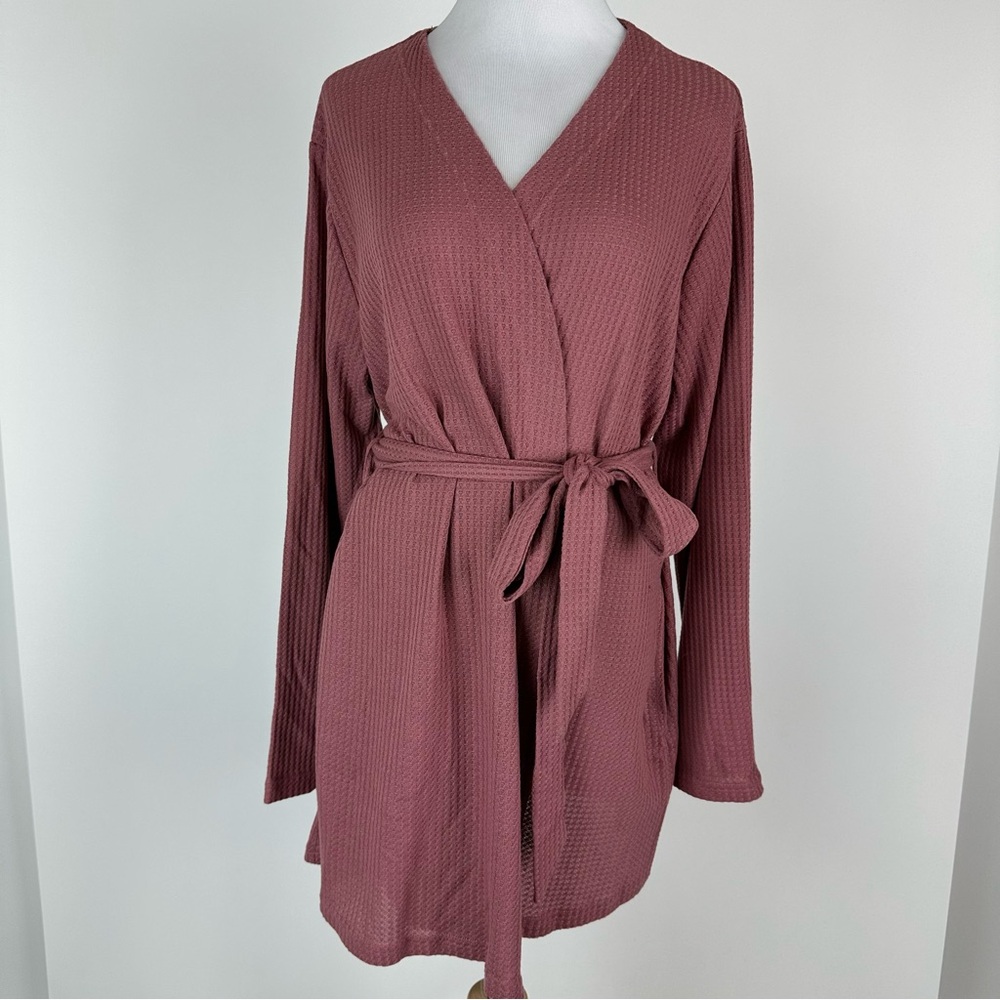 Alexander Del Rossa Mauve Short Waffle Texture Robe Size XL